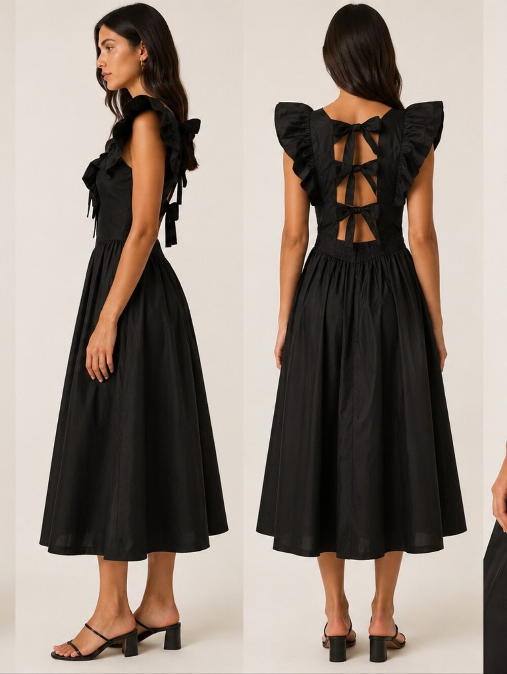 En Saison Black Ruffle Tie-Back Midi Dress En Saison Monti Midi Dress Black Size